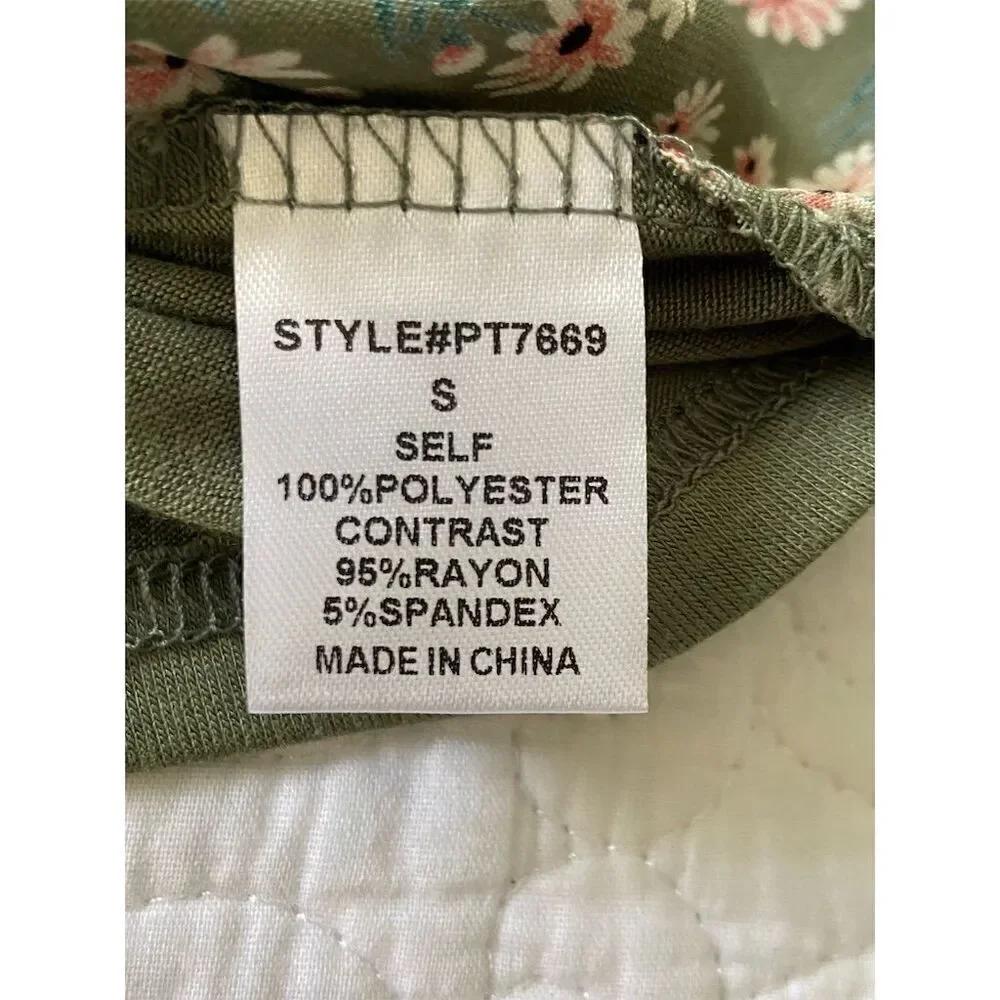 Papermoon Stitch Fix Ellie Green Floral V-Neck Top Size S Cap Sleeve - Picture 7 of 13